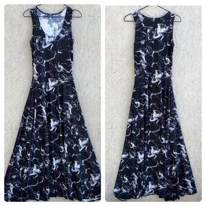 Elhoffer Essentials Design Marble Smoke Scoop Neck A-Line Maxi Dress Sz S